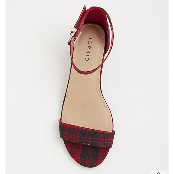TORRID RED PLAID ANKLE STRAP BLOCK HEEL SIZE 11.5 - Picture 3 of 9